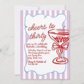 30手描きシャンパカラフルンガラス誕生日 招待状 (正面)