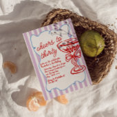 30手描きシャンパカラフルンガラス誕生日 招待状