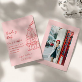 30手描きシャンパンタワーフォト誕生日 招待状