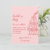 30手描きシャンパンタワーフォト誕生日 招待状 (スタンド正面)