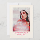 30手描きピンクボウMartiniフォト誕生日 招待状 (裏面)