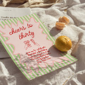 30手描き写真カラフル30歳おもしろい誕生日 招待状