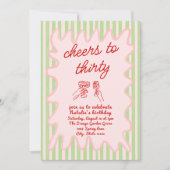 30手描き写真カラフル30歳おもしろい誕生日 招待状 (正面)