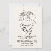 30手描き応援～30レトロ誕生日 招待状 (正面)