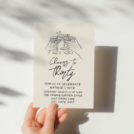 30手描き応援～30レトロ誕生日 招待状