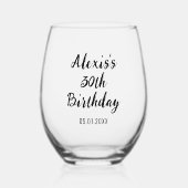 30日パーソナライズされた40日50日60日70歳の誕生日パーティー ステムなしワイングラス (正面)