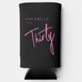 30日モダン330歳の誕生日ブラックピンク スリム缶クーラー (正面)