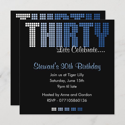 30日男らし30歳の誕生日パーティーへの招待 招待状 (正面/裏面)