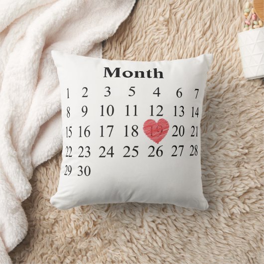 30日間月のカレンダー-あなたの日にわたるハートを動かして下さい クッション (ブランケット)