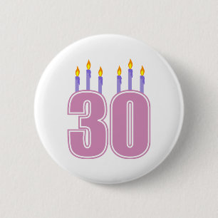 30本の誕生日の蝋燭(ピンク/紫色) 缶バッジ