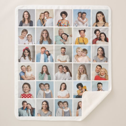 30枚のフォトコラージュを作成 シェルパブランケット (正面)