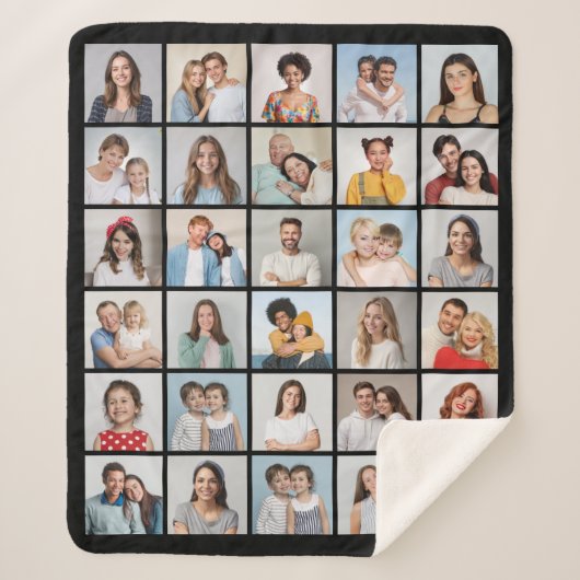 30枚のフォトコラージュを作成 シェルパブランケット (正面)