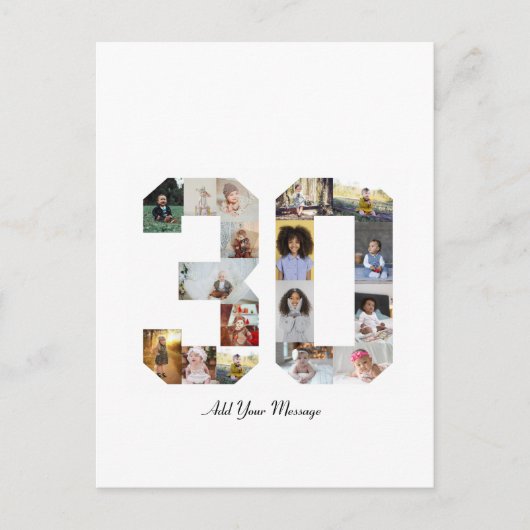 30枚の写真のモザイク ポストカード (正面)