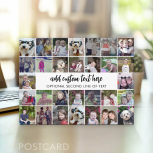 30枚の写真コラージュグリッド - テキストボックス2つ - 白黒 ポストカード