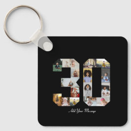 30枚の写真コラージュ キーホルダー