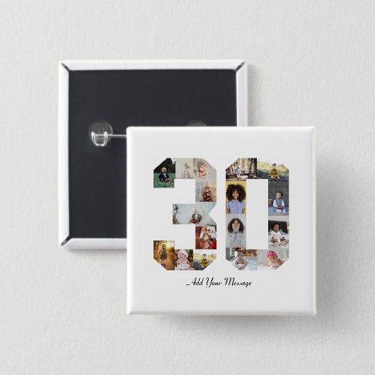 30枚の写真コラージュ 缶バッジ (正面&裏面)