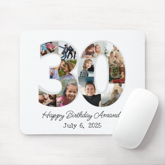 30枚の写真コラージュ - 30歳の誕生日 マウスパッド (マウス)