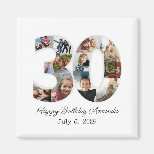 30枚の写真コラージュ - 30歳の誕生日 マグネット (正面)