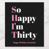 30歳おめでとうパーティー ワインラベル (シングルラベル)