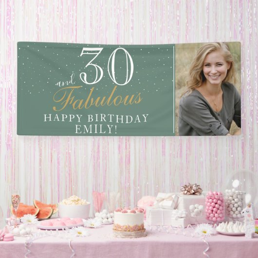 30歳おめでとう モダンな30歳の誕生日フォト 横断幕 (パーティー)