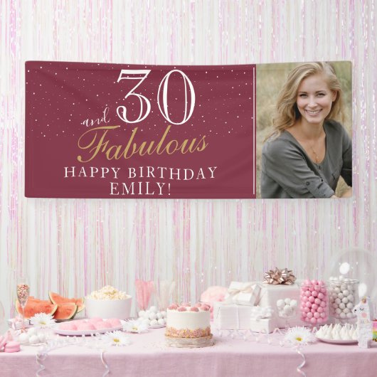 30歳おめでとう モダンな30歳の誕生日フォト 横断幕 (パーティー)