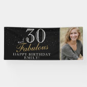 30歳おめでとう モダンブラックの30歳の誕生日フォト 横断幕 (横)