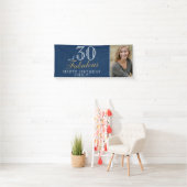 30歳おめでとう モダンブルーの30歳の誕生日フォト 横断幕 (インサイチュ)