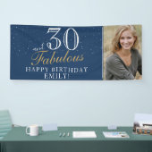 30歳おめでとう モダンブルーの30歳の誕生日フォト 横断幕 (トレードショー)