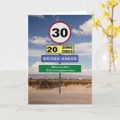 30歳おもしろいの誕生日ユーモア道路シンボルや象徴 カード (黄色い花)