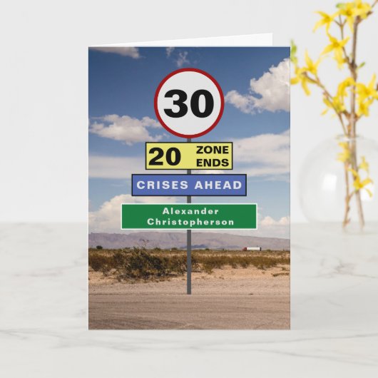 30歳おもしろいの誕生日ユーモア道路シンボルや象徴 カード (黄色い花)