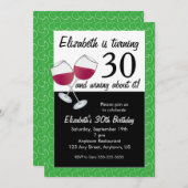 30歳おもしろいの誕生日ワインパーティー 招待状 (正面/裏面)