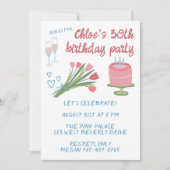 30歳お洒落の誕生日パーティー女の子らしかわいいカスタム 招待状 (正面)