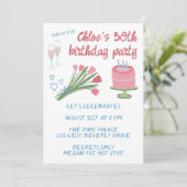 30歳お洒落の誕生日パーティー女の子らしかわいいカスタム 招待状 (スタンド正面)