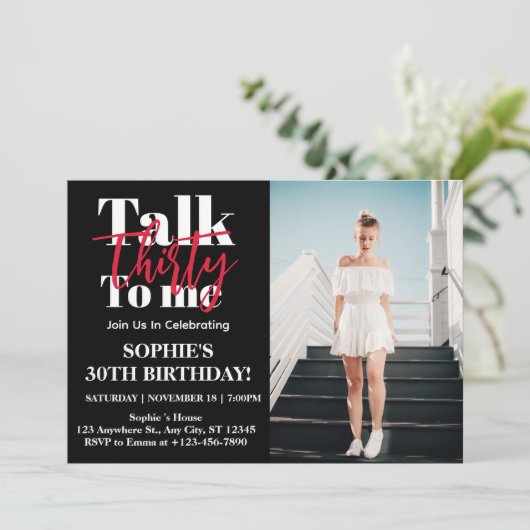 30歳から30歳までの誕生日パーティー写真 招待状 (スタンド正面)