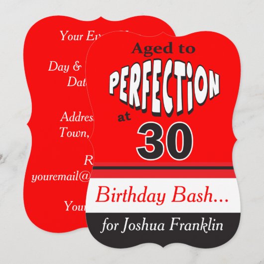 30歳で完成誕生日| 30日 招待状 (正面/裏面)