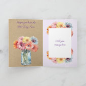 30歳とガーベラス花の紫色の誕生日 カード (内部)