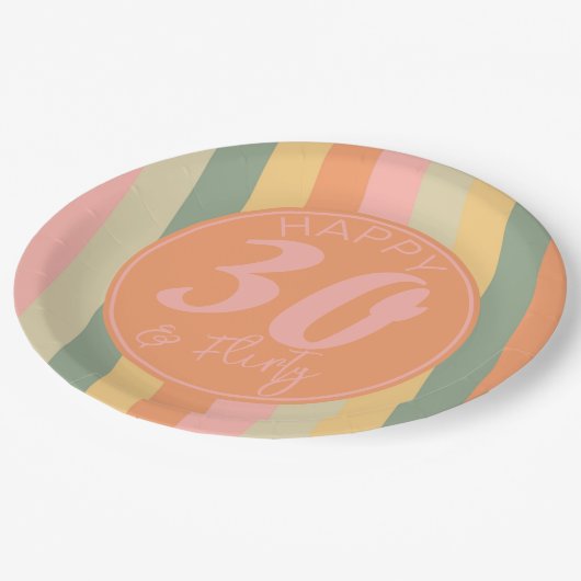 30歳とボホ気のあるそぶりをしたピンクフォト誕生日パーティー ペーパープレート (アングル)