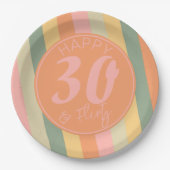 30歳とボホ気のあるそぶりをしたピンクフォト誕生日パーティー ペーパープレート (正面)