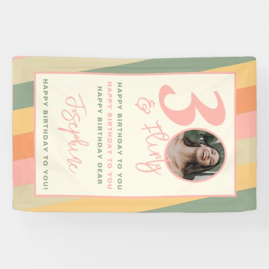 30歳とボホ気のあるそぶりをしたピンクフォト誕生日パーティー 横断幕 (横)