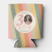 30歳とボホ気のあるそぶりをしたピンクフォト誕生日パーティー 缶クーラー (正面)