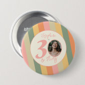 30歳とボホ気のあるそぶりをしたピンクフォト誕生日パーティー 缶バッジ (正面&裏面)