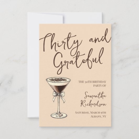 30歳と感謝エスプレッソカクテル30歳の誕生日 サンキューカード (正面)