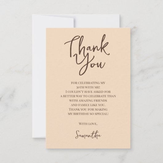 30歳と感謝エスプレッソカクテル30歳の誕生日 サンキューカード (裏面)