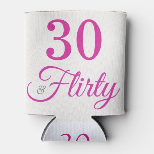 30歳と気のあるそぶりをしたピンクとグレーの30歳の誕生日 缶クーラー (正面)