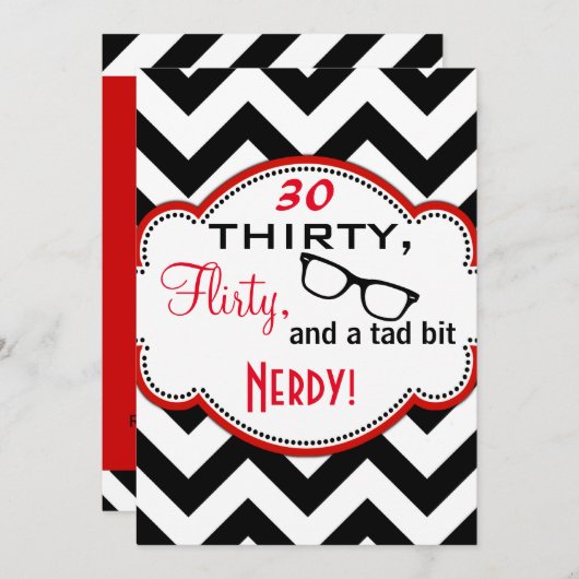 30歳と気のあるそぶりをしたNerdy誕生日招待状 招待状 (正面/裏面)