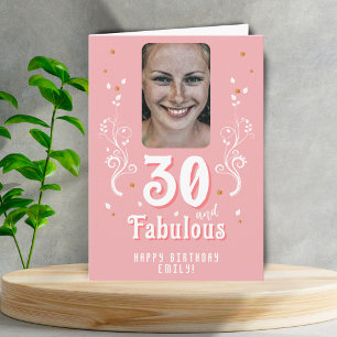 30歳と素晴らしい葉ピンク写真30歳の誕生日 カード