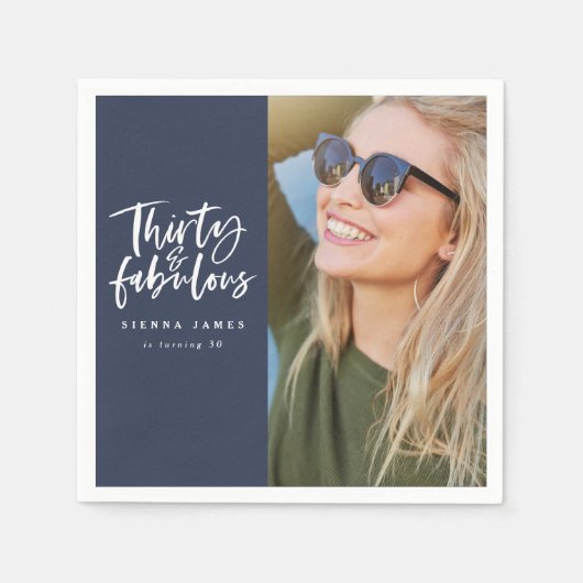 30歳と素晴らしい誕生日パーティーの写真ナプキン スタンダードカクテルナプキン (正面)