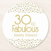 30歳と素晴らしい金ゴールドグリッター30歳の誕生日 ラウンドペーパーコースター (正面)