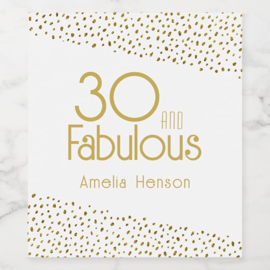 30歳と素晴らしい金ゴールドグリッター30歳の誕生日 ワインラベル (シングルラベル)