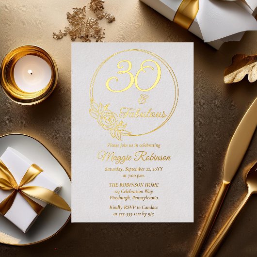 30歳と素晴らしい30歳の誕生日パーティースタンプ 箔招待状